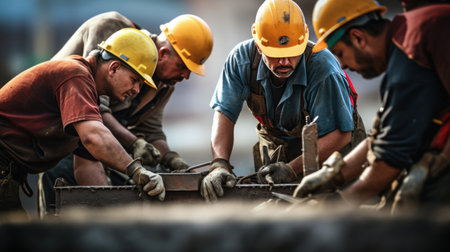 close-up group of engineer and workerの素材
