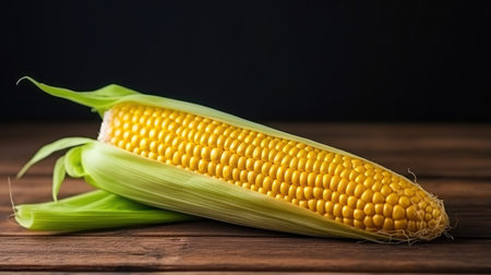 corn on the wooden isolated backgroundの素材