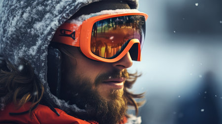 Snowboard man wearing glassesの素材