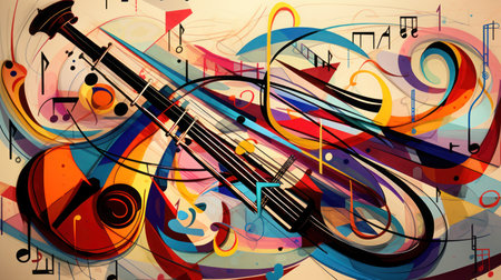 illustration of note key of music abstracts backgroundの素材