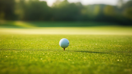 close-up golf on the green fieldの素材