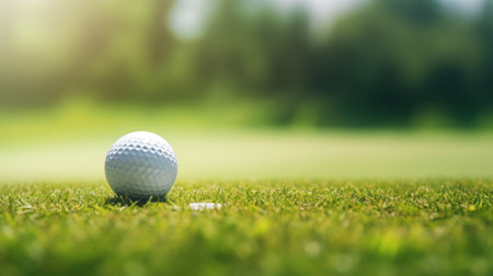 close-up golf on the green fieldの素材