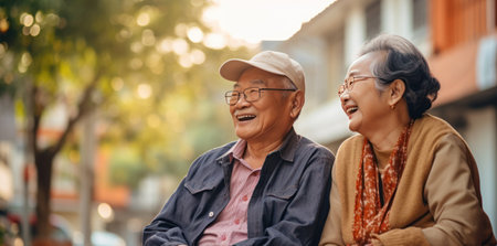 Thai senior couple love momentの素材