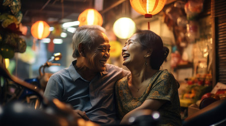 Asian Thai senior couple love momentの素材