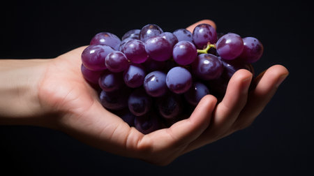 Hand holding a grapeの素材