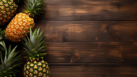 Pineapples on the wooden backgroundの素材