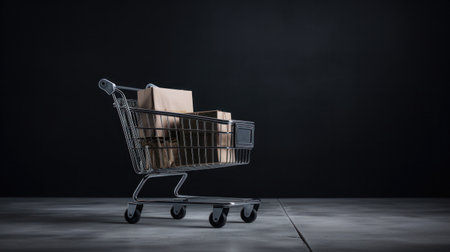 Box in a trolley Black Friday shopping sessionの素材