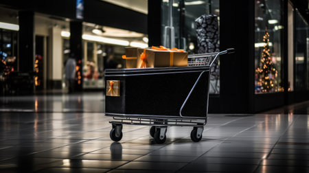 Box in a trolley Black Friday shopping sessionの素材