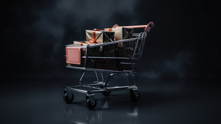 Box in a trolley Black Friday shopping sessionの素材