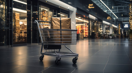 Box in a trolley Black Friday shopping sessionの素材