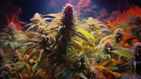 Close-up Cannabis in the green houseの素材