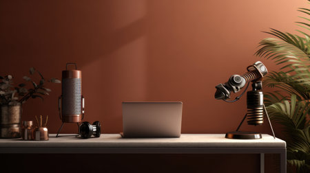 Interior home studio minimalist of video editingの素材