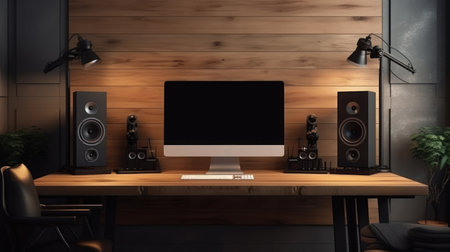 Interior home studio minimalist of content creator video editingの素材
