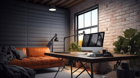 Interior home studio minimalist of content creator video editingの素材