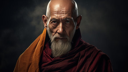 Portrait the Tibetan senior monkの素材