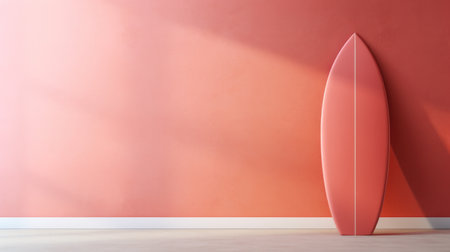 Red Surfboard on pastel backgroundの素材