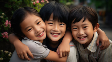 Asian children cheerfulの素材