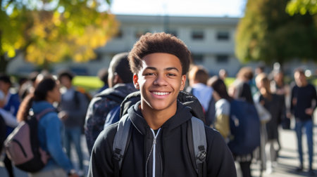 Black teenage students in the classroomの素材