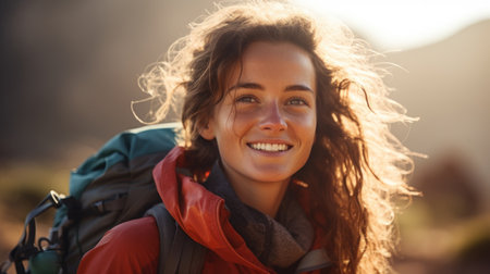 young trekking happy enjoying with naturalの素材