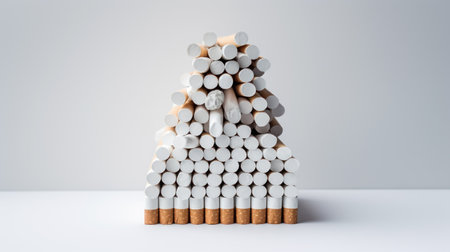 Cigarette placed on a white backgroundの素材