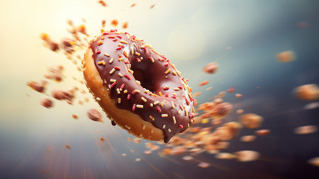 Donuts flying through airの素材