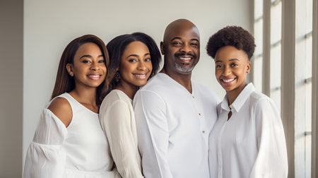African American family in the living roomの素材