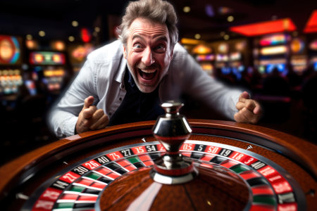 man winning at the roulette wheelの素材