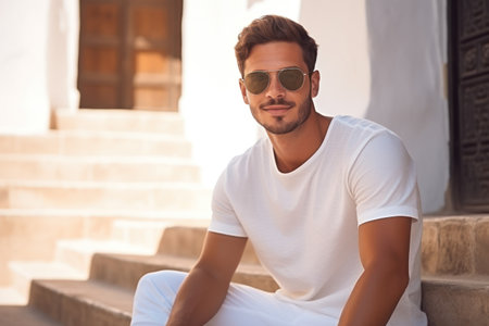 Handsome young Arab male model with beautiful eyesの素材