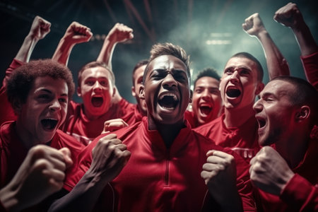 Sports Team Celebrating After Winning a Competitionの素材