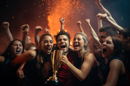 Sports Team Celebrating After Winning a Competitionの素材