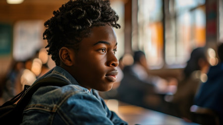African American student in the classroomの素材