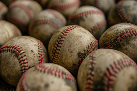 The bottom view of the baseball group used.の素材