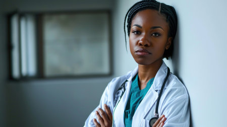 African American Female Doctor With Arms Crossedの素材