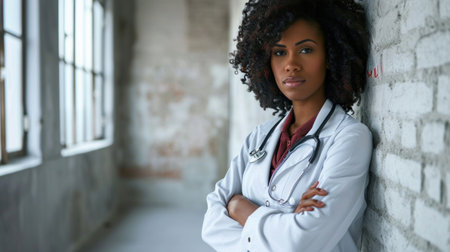 African American Female Doctor With Arms Crossedの素材
