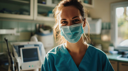 Portrait of a female dentist in her officeの素材
