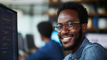 Afro programmer Dedicated to software developmentの素材