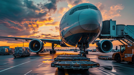 Air cargo transport by airplaneの素材