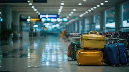 baggage and luggage in the international airportの素材