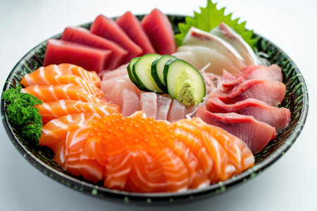 Sashimi Japanese food on a white backgroundの素材
