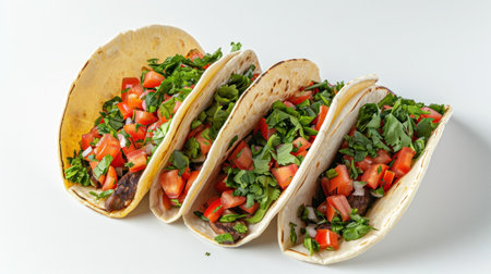 Delicious taco in the studio on the white backgroundの素材