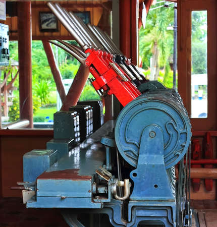 Manual railroad switch by the rail with point indicator 