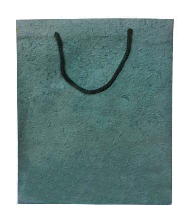 Paper bag with handles. Isolated on white backgroundの写真素材