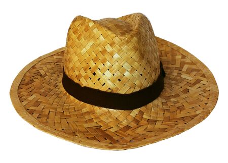 Woven Hat on white backgroundの写真素材