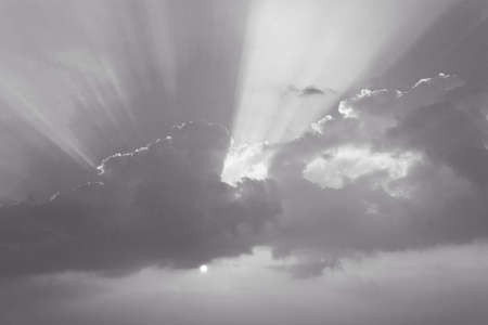 the evening sky black and white の写真素材