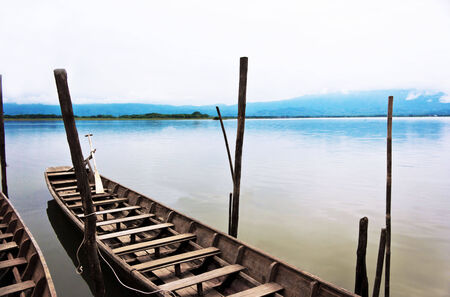 Old dock by the lake of the National Parkの写真素材