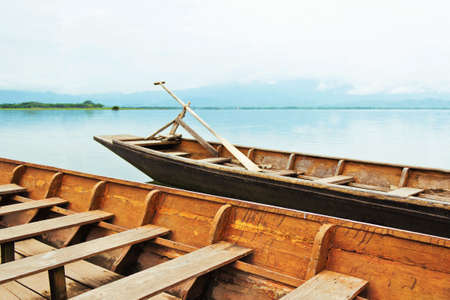 Old dock by the lake of the National Parkの写真素材