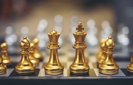 gold chess game. success management concept of business strategy and tactic challenge