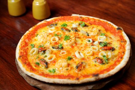 pizza seafoodの写真素材