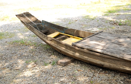 skeleton of wood boatの写真素材