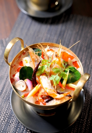 Thai traditional tom yam kung soupの写真素材